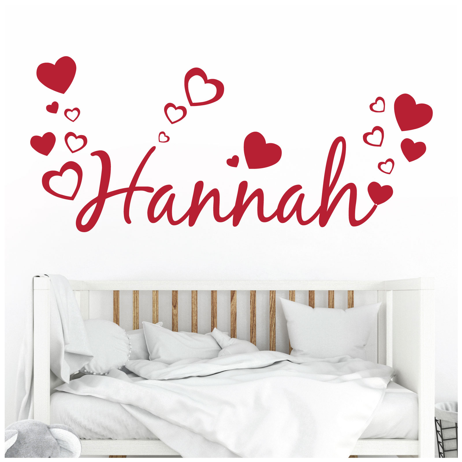 Personalised Name Heart Wall Sticker for Girls Bedroom Nursery - Vinyl Decal UK