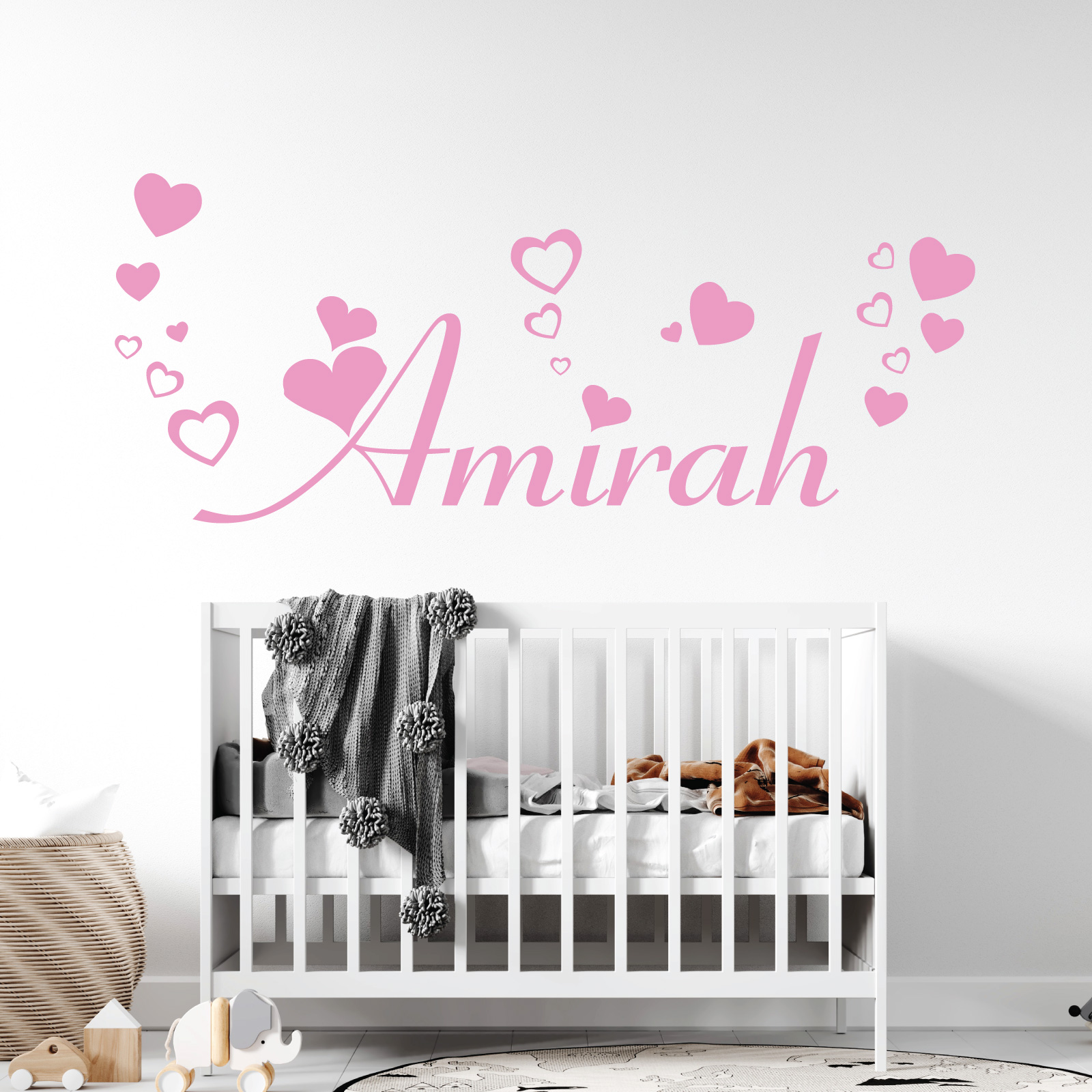Personalised Name Heart Wall Sticker for Girls Bedroom Nursery - Vinyl Decal UK