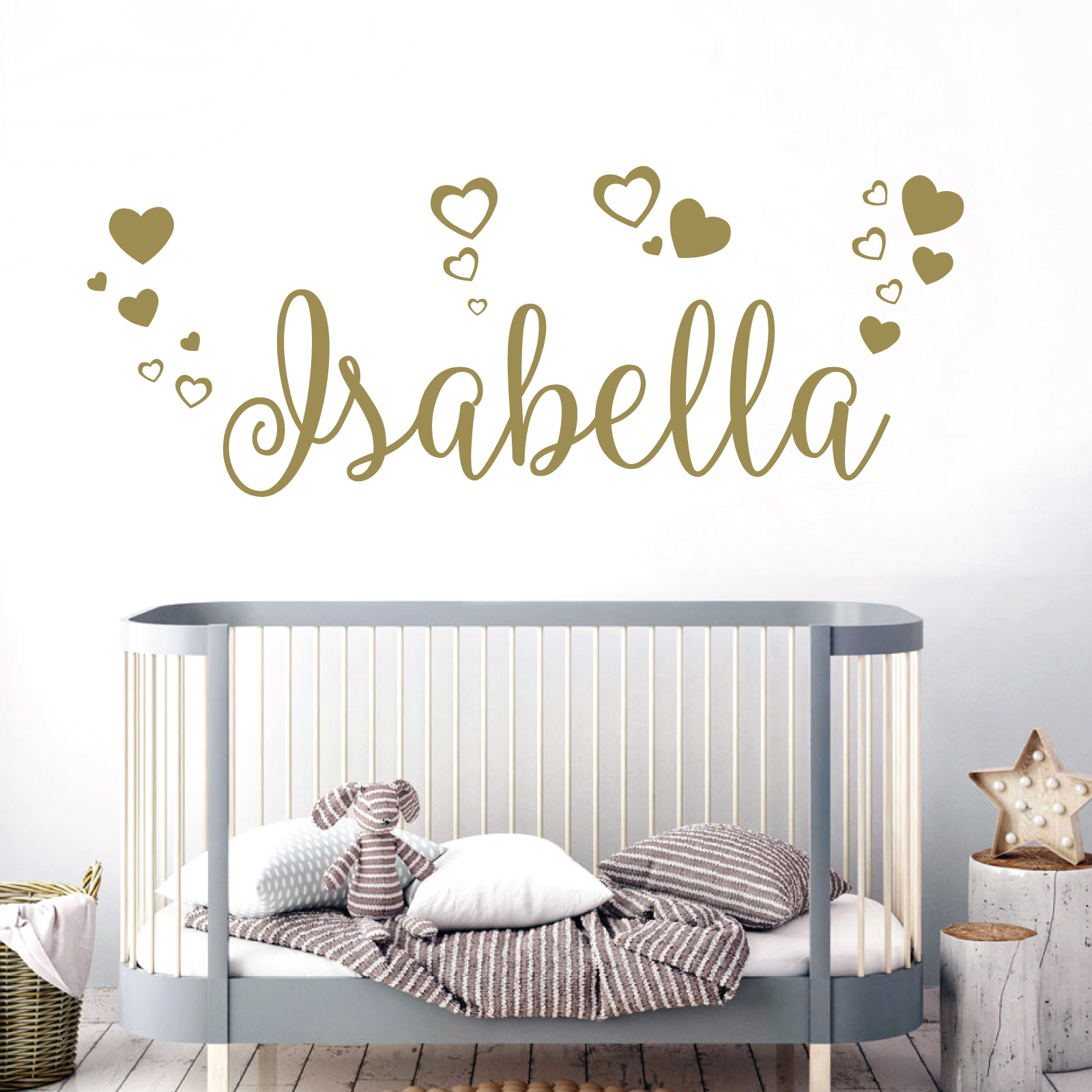 Personalised Name Heart Wall Sticker for Girls Bedroom Nursery - Vinyl Decal UK