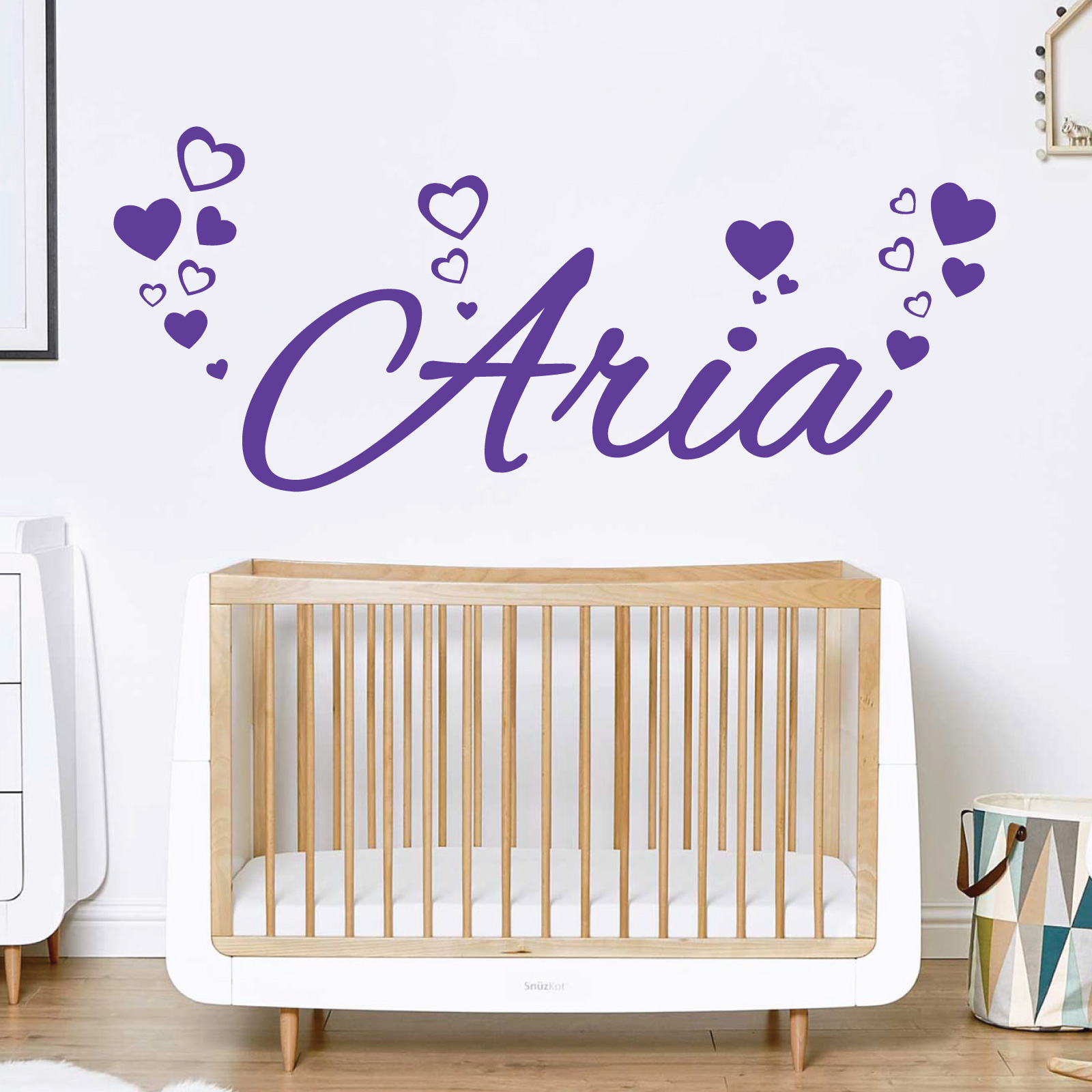Personalised Name Heart Wall Sticker for Girls Bedroom Nursery - Vinyl Decal UK