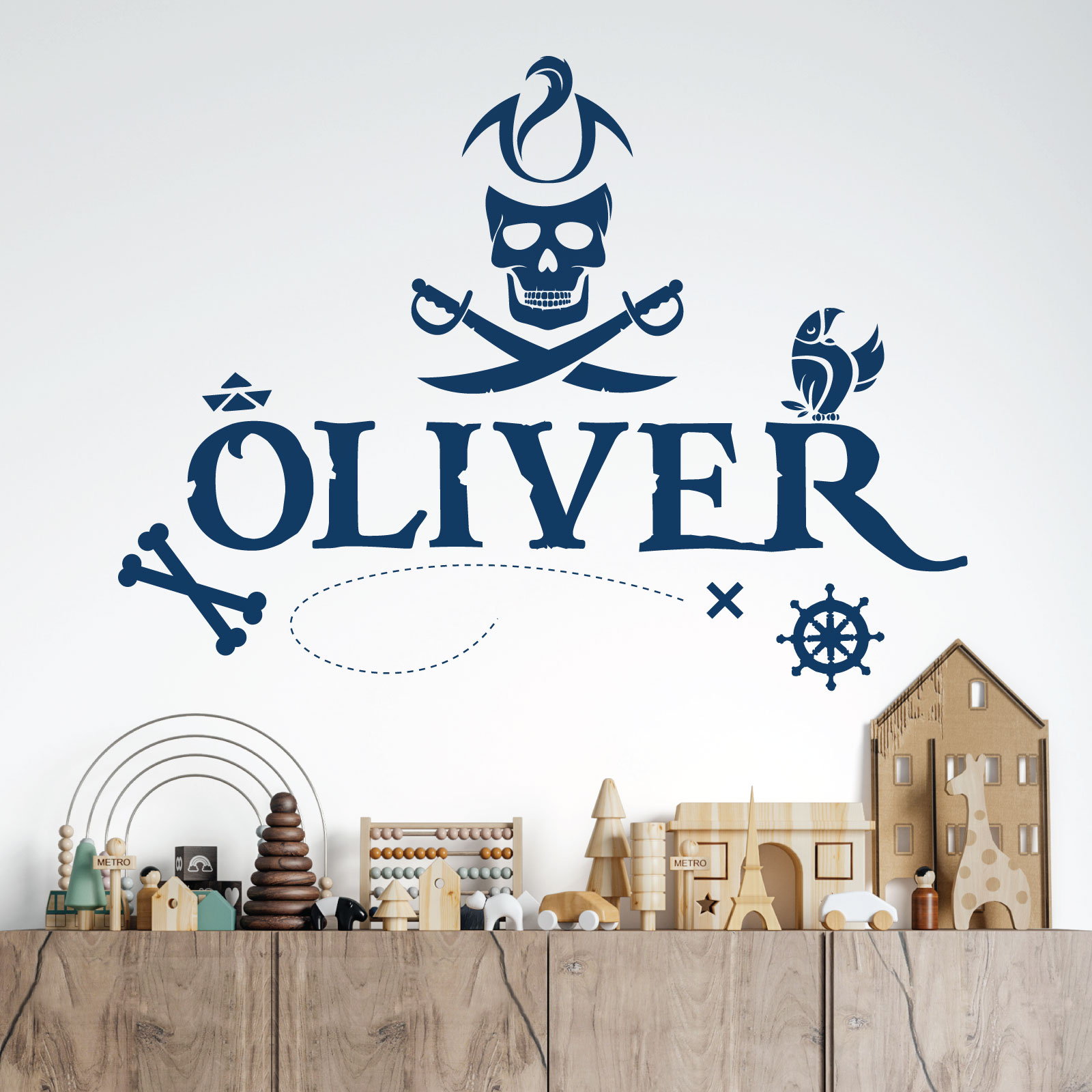Personalised Pirate Name Wall Sticker - Children's Bedroom Adventure Vinyl Decal UK