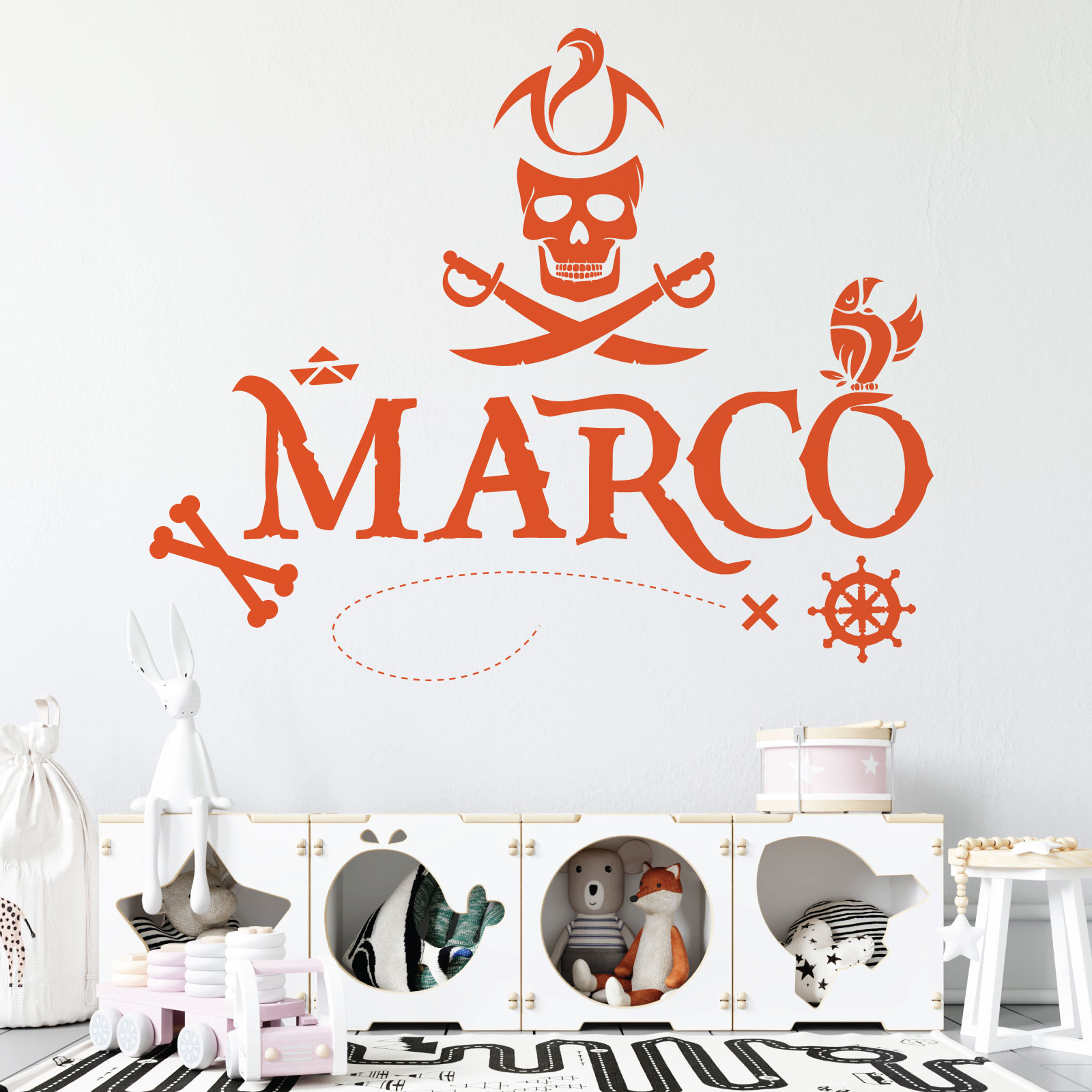 Personalised Pirate Name Wall Sticker - Children's Bedroom Adventure Vinyl Decal UK