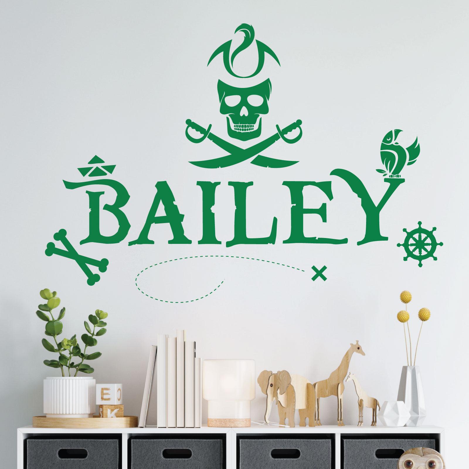 Personalised Pirate Name Wall Sticker - Children's Bedroom Adventure Vinyl Decal UK