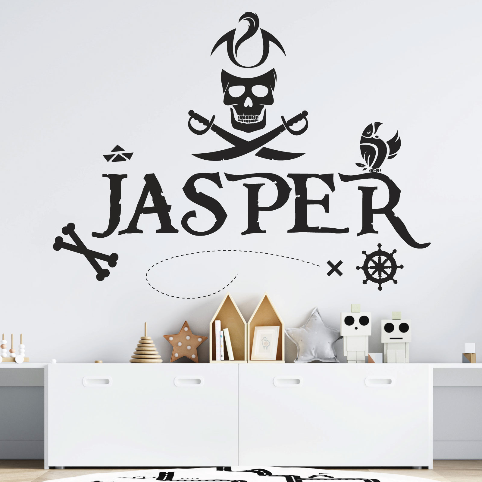 Personalised Pirate Name Wall Sticker - Children's Bedroom Adventure Vinyl Decal UK