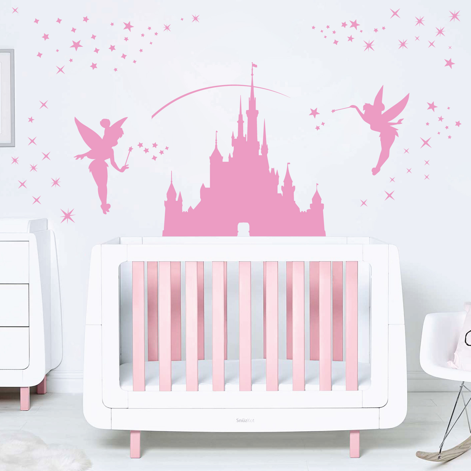 Fairy Castle Wall Sticker - Girls Bedroom Nursery Vinyl Decal UK