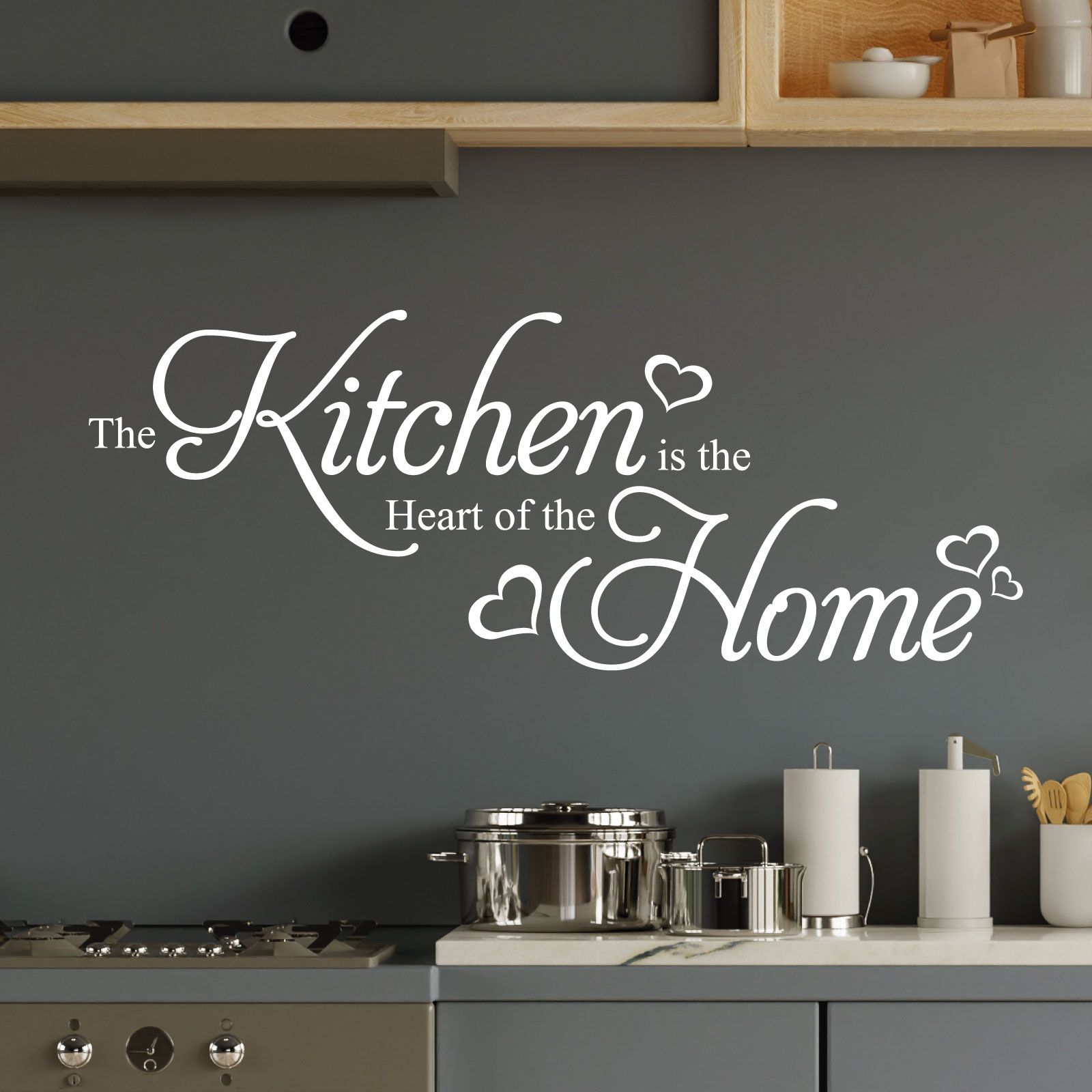 The Kitchen is the Heart of the Home - Kitchen Quote Vinyl Wall Sticker UK