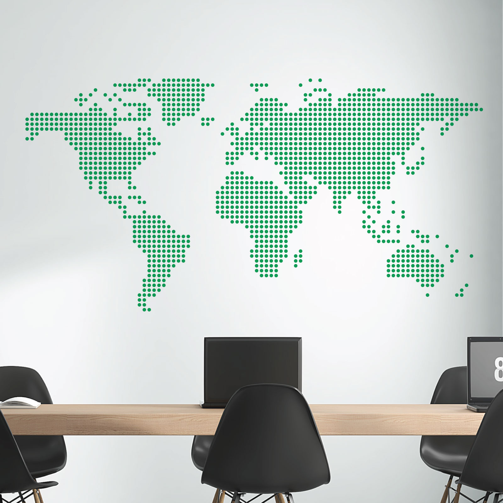 Dotted World Map Wall Sticker - Living Room Home Office Vinyl Decal UK