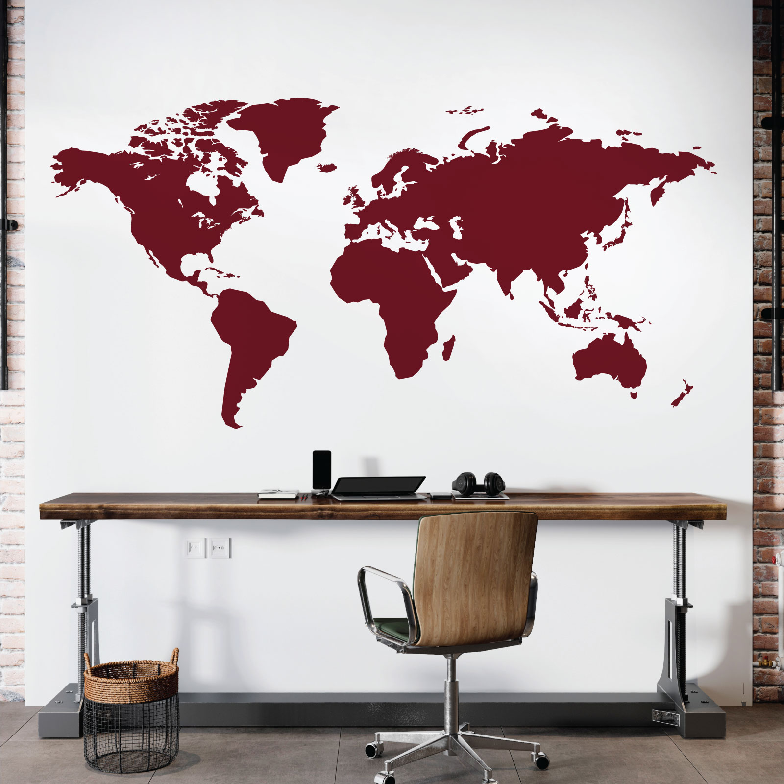 World Map Wall Sticker - Home Office Bedroom Vinyl Wall Decal UK