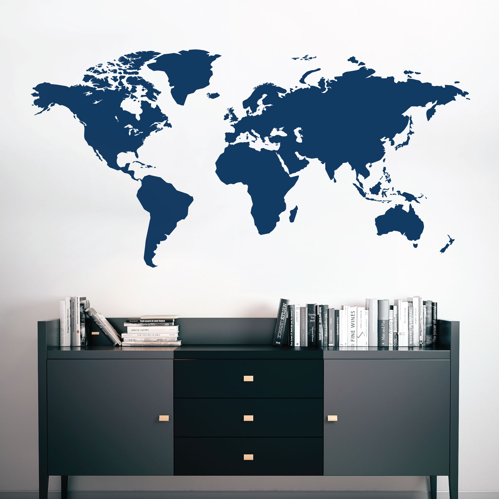 World Map Wall Sticker - Home Office Bedroom Vinyl Wall Decal UK