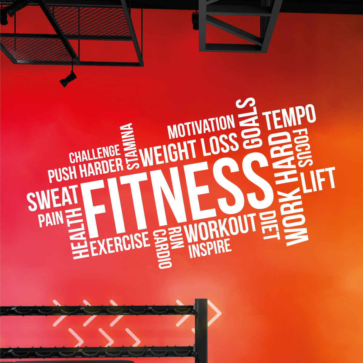 Fitness, Exercise, Workout, Cardio, Focus, Goals - Gym Motivational Vinyl Wall Sticker UK