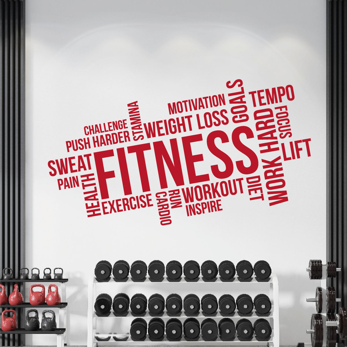 Fitness, Exercise, Workout, Cardio, Focus, Goals - Gym Motivational Vinyl Wall Sticker UK