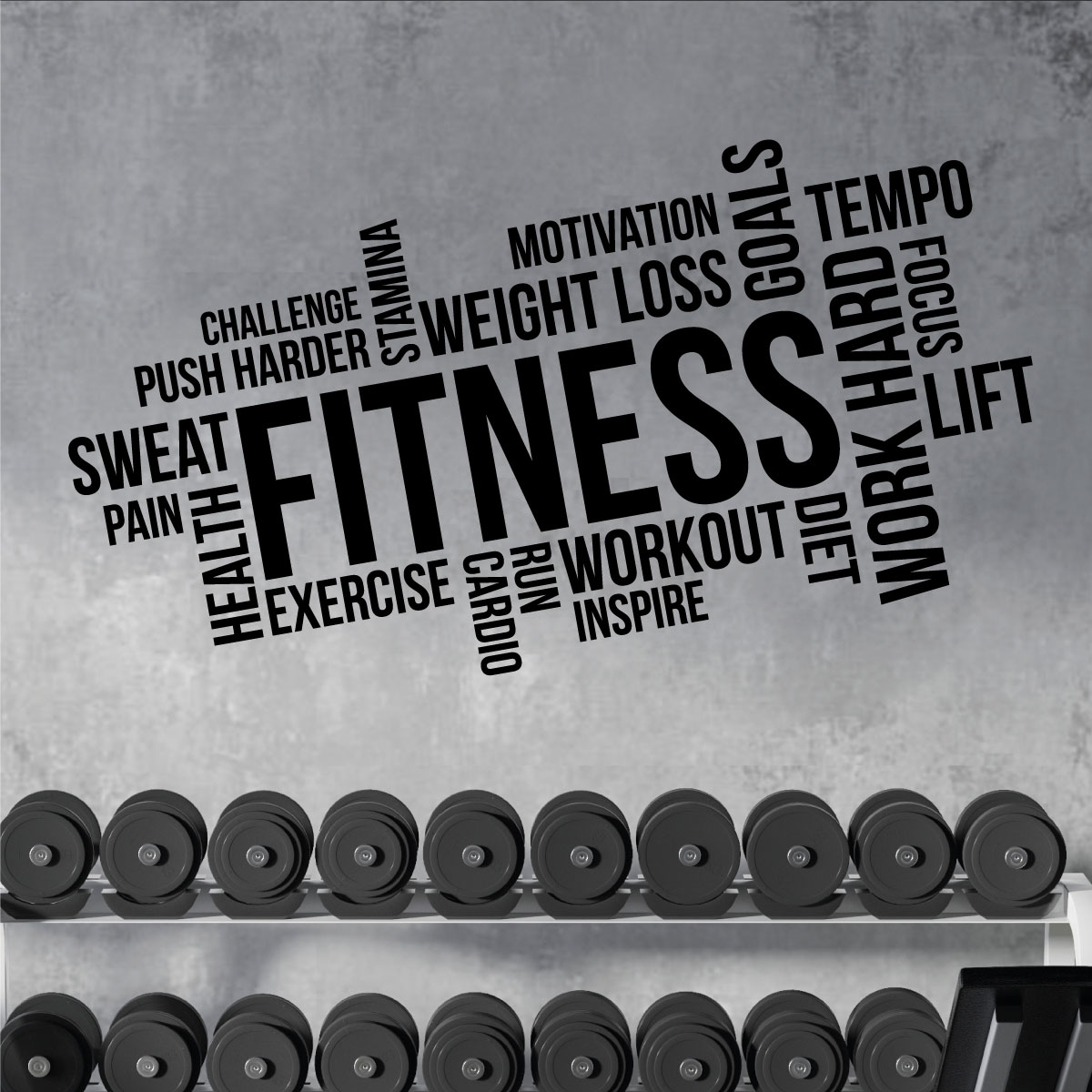 Fitness, Exercise, Workout, Cardio, Focus, Goals - Gym Motivational Vinyl Wall Sticker UK