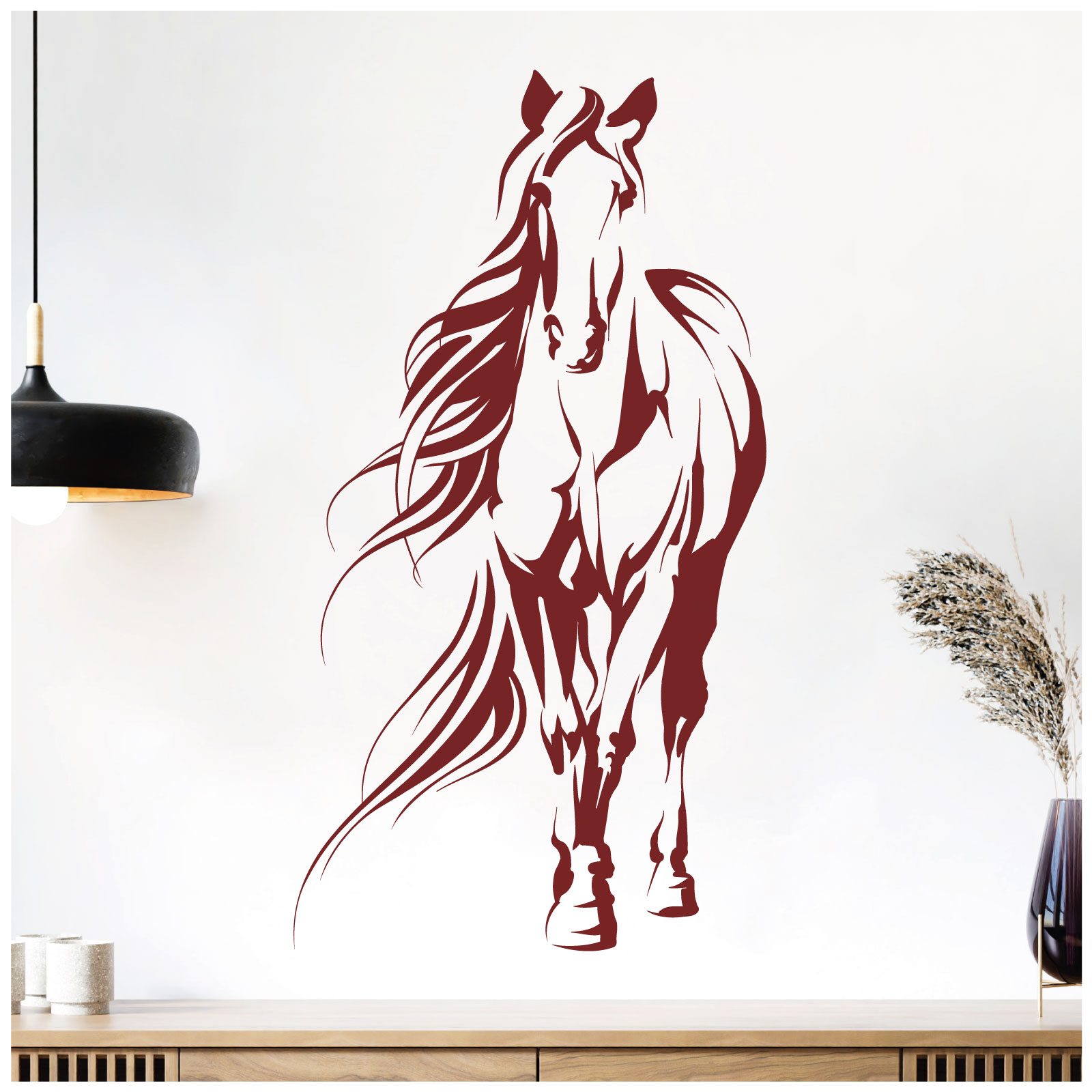 Horse Silhouette Wall Sticker - Equestrian Horse Riding Vinyl Decal UK