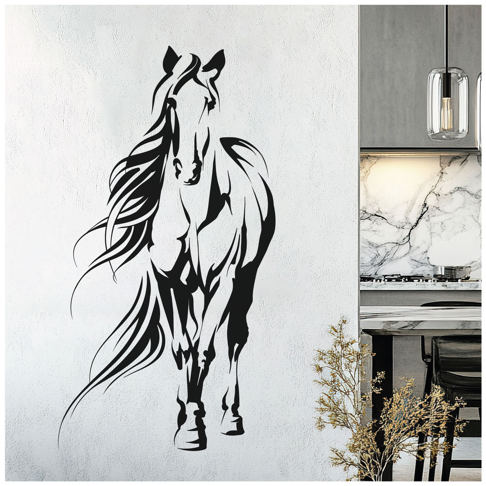 Horse Silhouette Wall Sticker - Equestrian Horse Riding Vinyl Decal UK