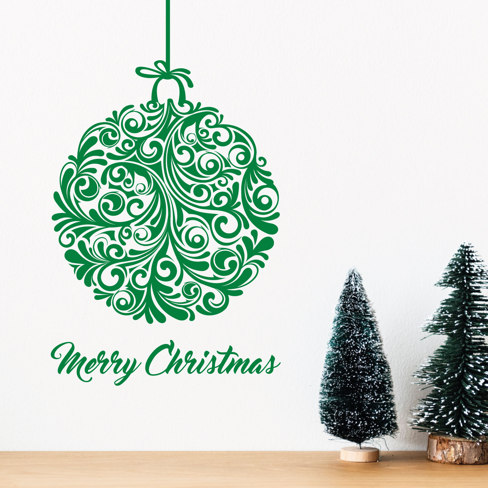 Christmas Tree Swirl Ball Wall Sticker - Festive Home Vinyl Wall Sticker UK