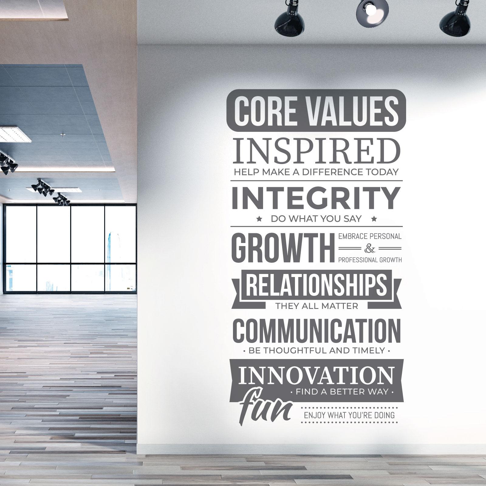 Core Values - Corporate Office Conference Room Motivational Vinyl Wall Sticker UK