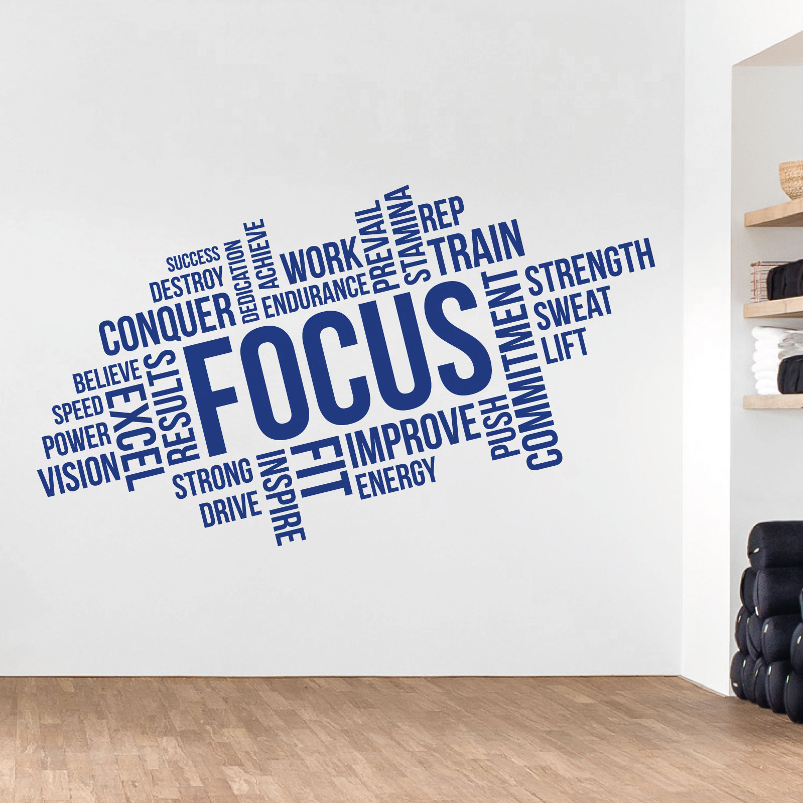 Focus, Dedication, Results - Motivational Text Cloud Vinyl Wall Sticker UK