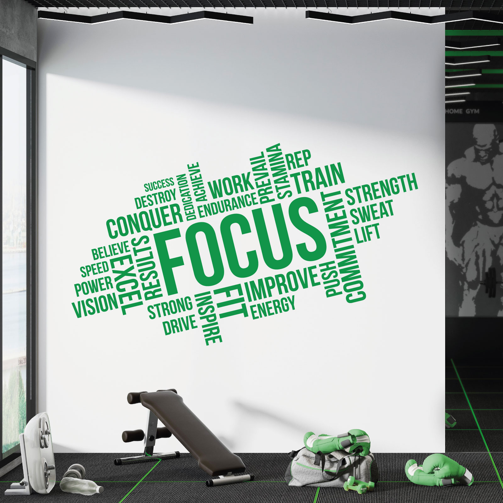 Focus, Dedication, Results - Motivational Text Cloud Vinyl Wall Sticker UK