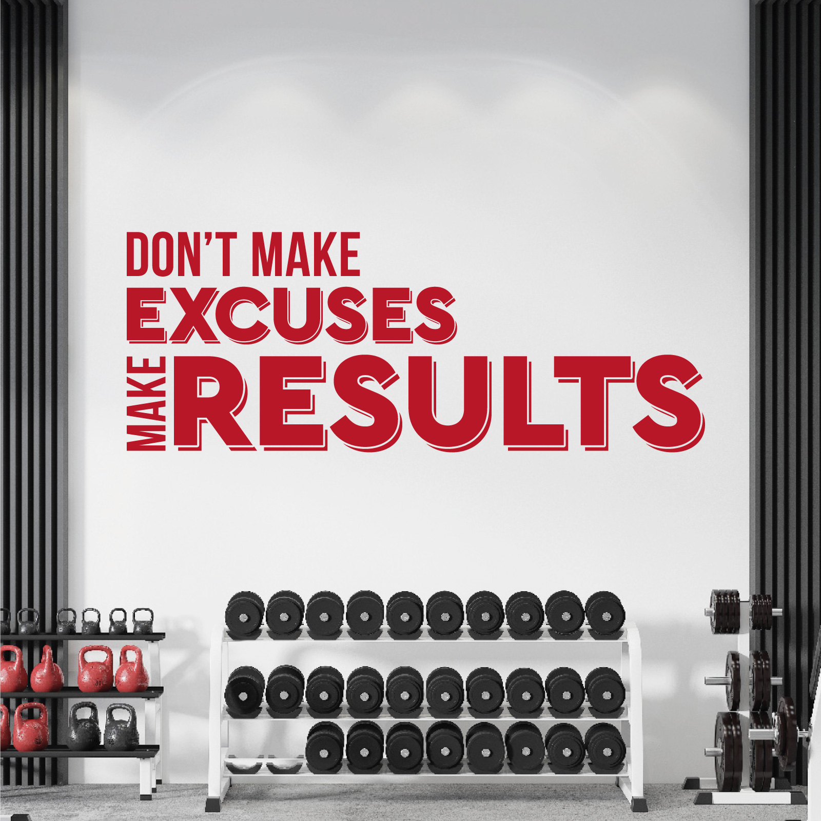 Don't Make Excuses, Make Results - Gym Motivational Vinyl Wall Sticker UK