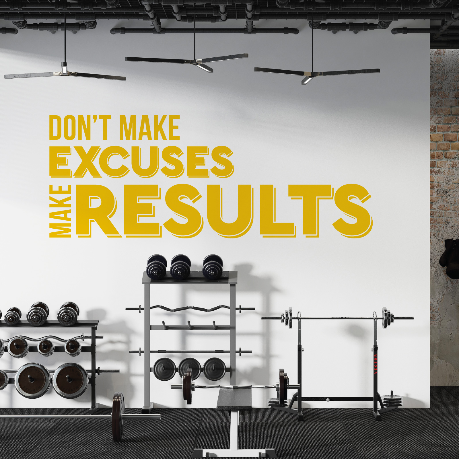 Don't Make Excuses, Make Results - Gym Motivational Vinyl Wall Sticker UK