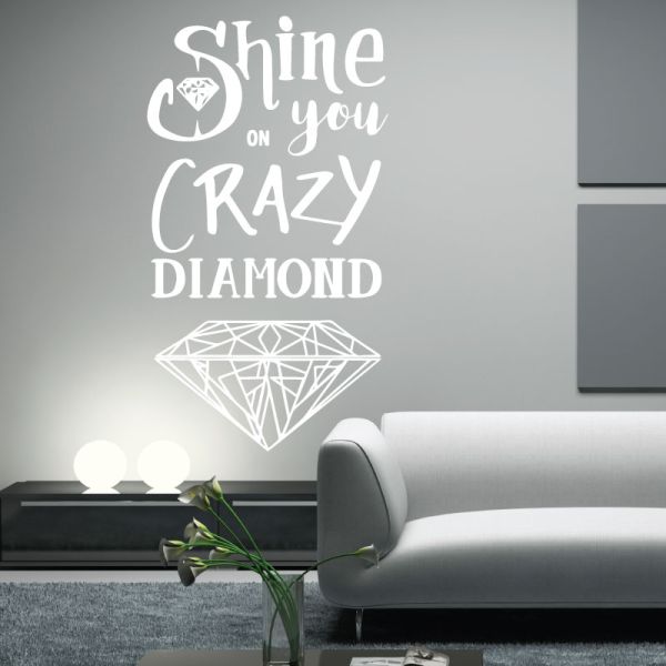 Wall Designer | Shine on You Crazy Diamond - Pink Floyd Lyrics Wall Quote,  Wall Art Sticker