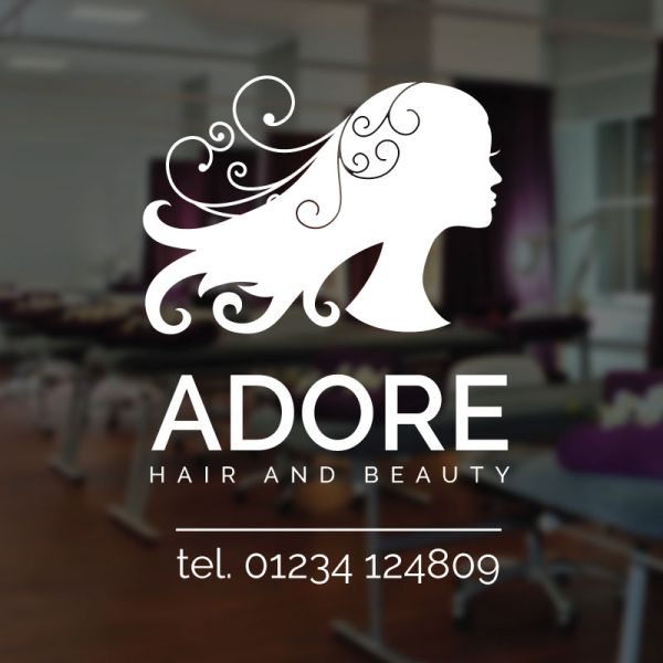 Wall Designer | Hairdresser, Beauty Salon Logo, Name, Telephone Number, Website - Vinyl Sign Sticker Wall Designer | Hairdresser, Beauty Salon Logo, Name, Telephone Number, Website - Vinyl Sign Sticker
