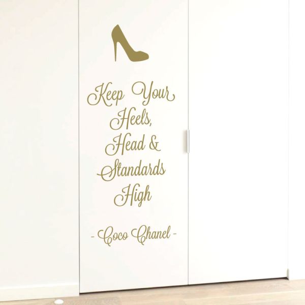 Wall Vinyl Decals Coco Chanel Quote Keep Your Heels Up Large Office Vinyl  Wall Sticker Decal Bedroom Made in USA