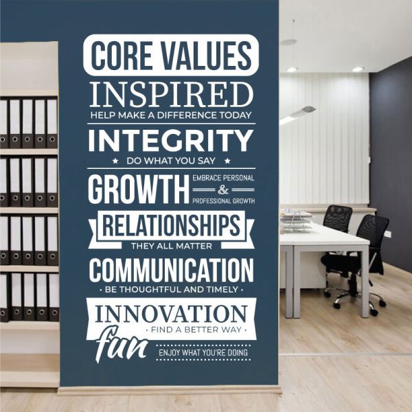Wall Designer Core Values Wall Quote, Company Office, Conference