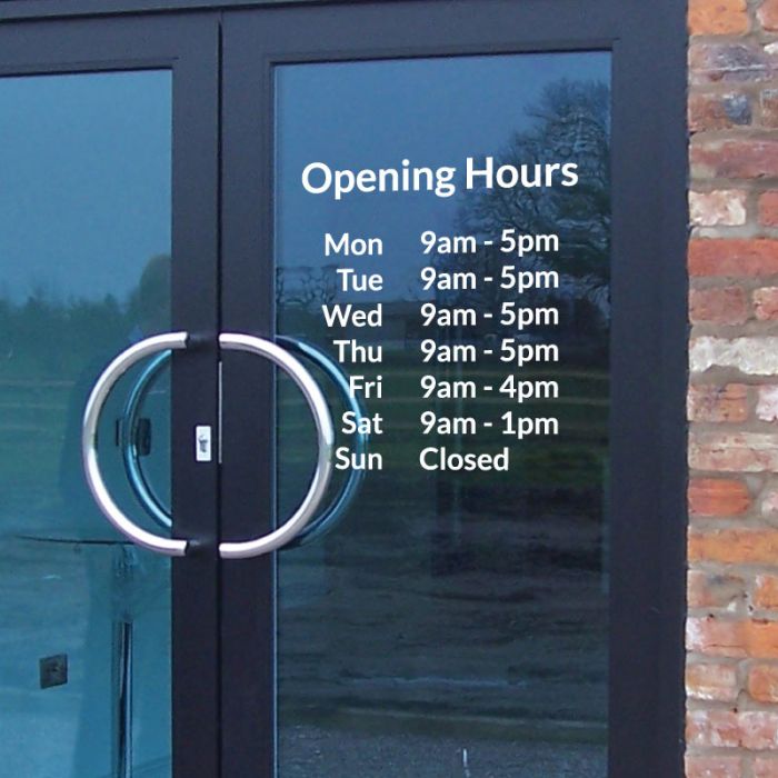 Wall Designer Opening Hours Trading Times Shop Custom Vinyl Sign