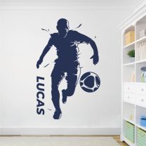 Personalised Name Running Footballer Football Soccer Player Game - Sports Decal Wall Sticker