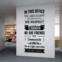 In This Office We Are Happy, Helpful, We Respect, We do Teamwork - Office Space Decal Wall Sticker