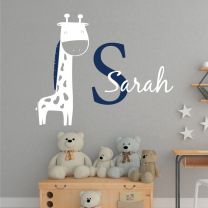 Giraffe, Personalised Name, Initial Letter - Children Decal Wall Sticker
