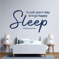 A Well Spent Day Brings Happy Sleep - Leonardo Da Vinci Motivational Wall Quote