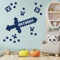 Gaming Minecraft Inspired Personalised Name - Gamers Bedroom Wall Sticker