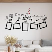 Love Birds, Heart, Branch & Family Photo Frames - Wall Decal Sticker