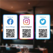 Follow Us QR Code Stickers - Facebook, Twitter, Instagram - Personalised Social Media Business 
