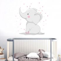 Cute Baby Elephant & Hearts - Children Nursery Wall Sticker
