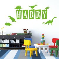 Personalised Dinosaur Name Wall Sticker - Boys Bedroom Nursery Vinyl Decal UK
