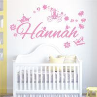 Personalised Fairy Tale Carriage Name Wall Sticker - Girls Bedroom Nursery Vinyl Decal UK