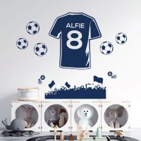 Personalised Football Shirt Name Wall Sticker - Boys Bedroom Soccer Vinyl Decal UK
