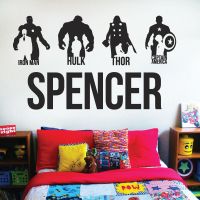 Personalised Name Superhero Avengers Wall Sticker - Iron Man, Thor, Hulk - Children's Vinyl Decal UK
