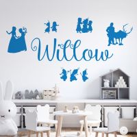 Personalised Name Frozen Inspired Wall Sticker - Elsa, Anna, Olaf - Girls Bedroom Vinyl Decal UK