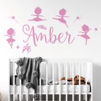 Personalised Name Ballerina Princess Wall Sticker - Ballet Shoes, Star - Girls Bedroom Vinyl Decal UK