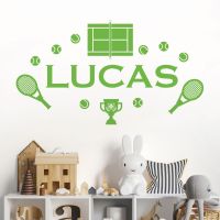 Personalised Name Tennis Wall Sticker - Racket, Tennis Court - Sport Custom Vinyl Decal UK
