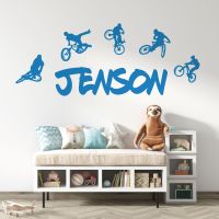 Personalised Name BMX Mountain Bike Wall Sticker - Extreme Sports - Custom Vinyl Decal UK
