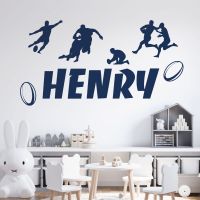 Personalised Name Rugby Wall Sticker - Rugby Ball, Match Players - Sport Vinyl Decal UK