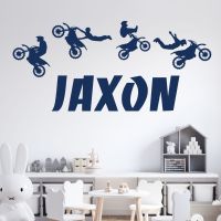 Personalised Name Motocross Wall Sticker - MX Bikes, Stunts - Boys Bedroom Vinyl Decal UK