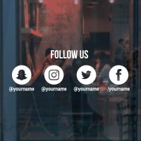 Follow Us Social Media Icons Wall Sticker - Horizontal - Shop Window Vinyl Sticker UK