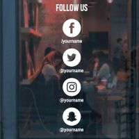 Follow Us Social Media Icons Wall Sticker - Vertical - Shop Window Vinyl Sticker UK