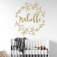 Personalised Name Floral Wreath Wall Sticker - Nursery Vinyl Decal UK